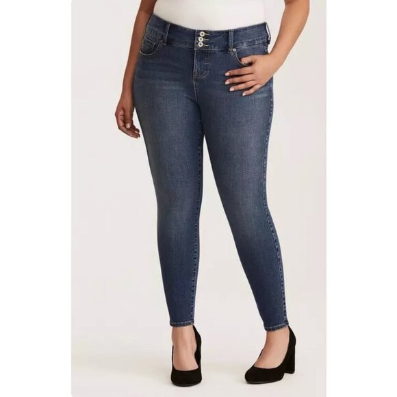 NEW! Torrid Premium 3 Button Waist Closure Jeggings Denim Jeans Blue SZ 12 - Picture 2 of 9